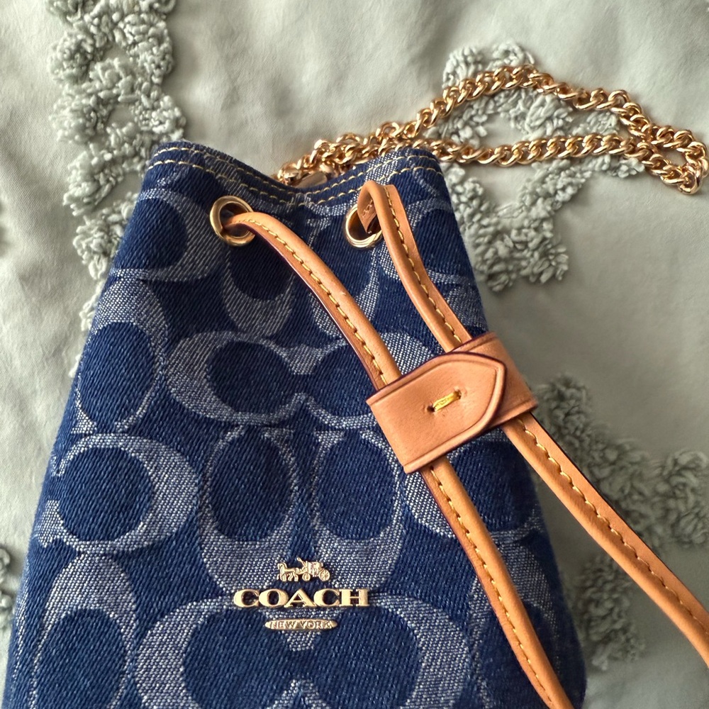 Coach Denim Drawstring wristlet